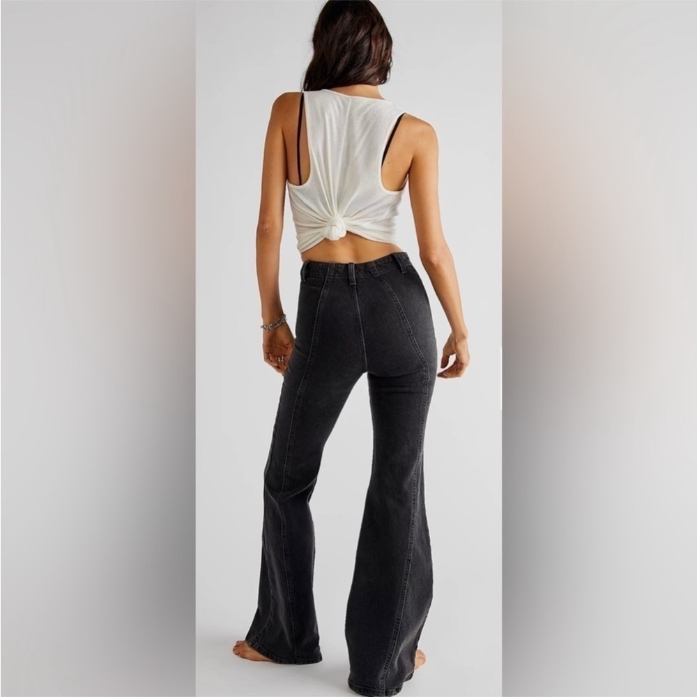 FREE PEOPLE Black Coal We The Free Florence Flare Jeans - Picture 11 of 16